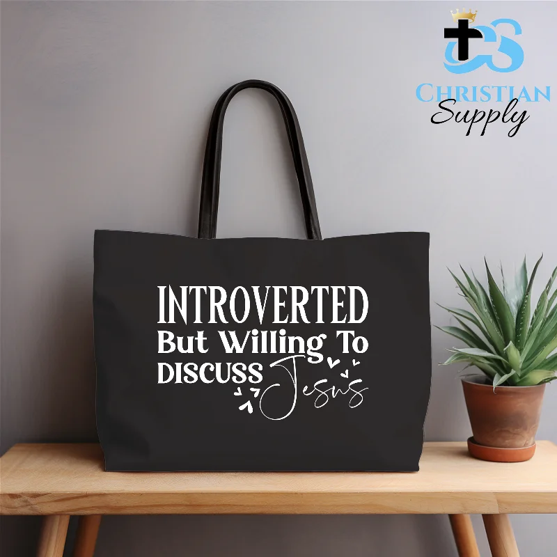 Metallic Tote Bag in Rose Gold with Chain Handles for a Glamorous Night OutIntroverted but Willing to Discuss Jesus Tote Bag