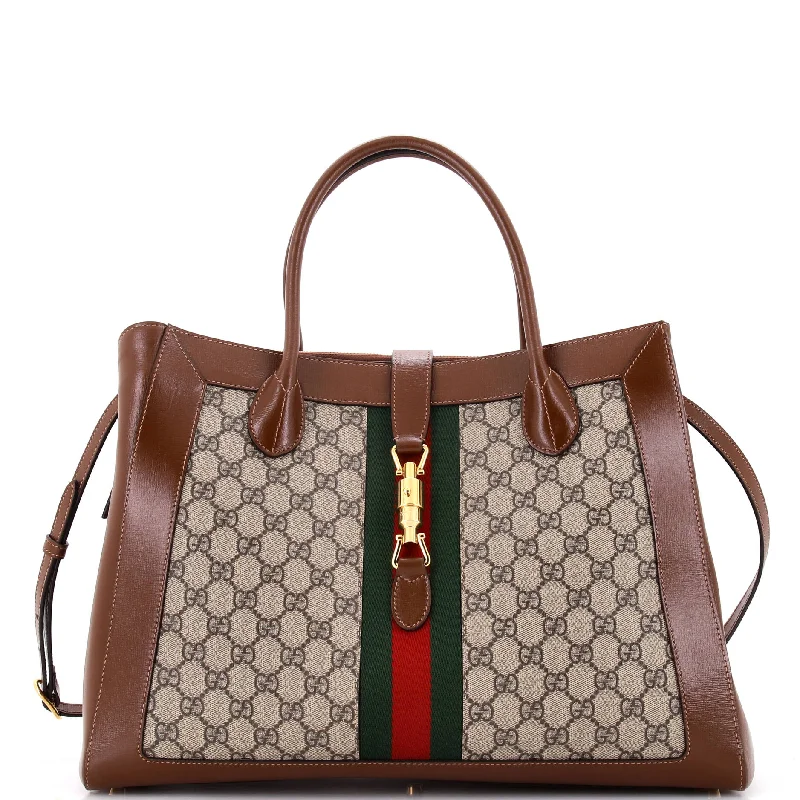 Women's Tote Bag with Zipper Closure in Red for Secure StorageJackie 1961 Web Tote GG Canvas and Leather Large Women's Tote Bag with Zipper Closure in Red for Secure StorageJackie 1961 Web Tote GG Canvas and Leather Large
