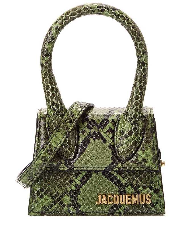 Suede Shoulder Bag in Pink with Tassel Accents for Casual OutingsJacquemus Le Chiquito Mini Python-Embossed Leather Shoulder Bag