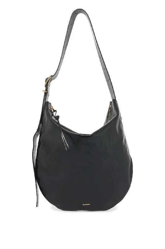 Leather Shoulder Bag with Magnetic Closure in Black for Quick AccessJil Sander "medium Moon Shoulder Bag"