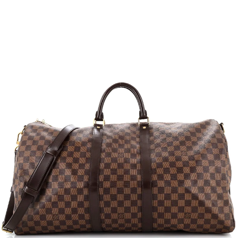 Monogrammed Tote Bag in Brown Leather with Personalized Initials for a Custom and Elegant TouchKeepall Bandouliere Bag Damier 55 Monogrammed Tote Bag in Brown Leather with Personalized Initials for a Custom and Elegant TouchKeepall Bandouliere Bag Damier 55
