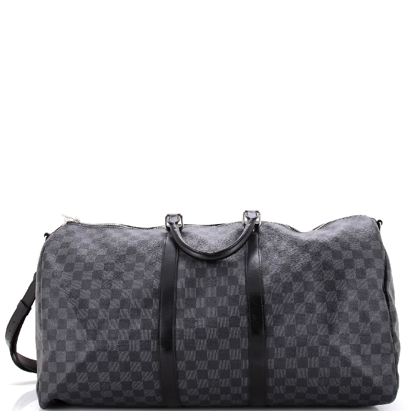 Faux Fur - Trimmed Tote Bag in White for a Cozy Winter LookKeepall Bandouliere Bag Damier Graphite 55