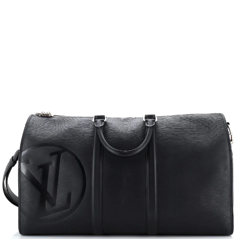 Women's Tote Bag with Inner Compartments in Gray for Organizing Everyday EssentialsKeepall Bandouliere Bag Initials Epi Leather 45 Women's Tote Bag with Inner Compartments in Gray for Organizing Everyday EssentialsKeepall Bandouliere Bag Initials Epi Leather 45