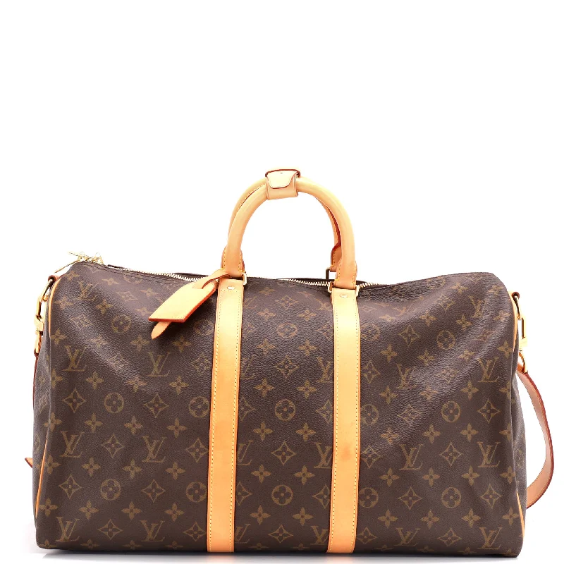 Tote Bag with RFID - Blocking Pocket in Black for Protecting Your Cards and InformationKeepall Bandouliere Bag Monogram Canvas 45