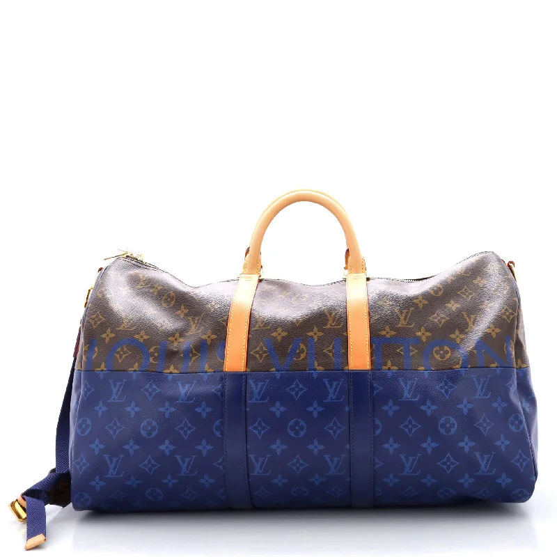 Medium - Sized Canvas Tote Bag in Navy Blue with Striped Pattern for a Nautical - Inspired LookKeepall Bandouliere Bag Monogram Split Canvas 50 Medium - Sized Canvas Tote Bag in Navy Blue with Striped Pattern for a Nautical - Inspired LookKeepall Bandouliere Bag Monogram Split Canvas 50