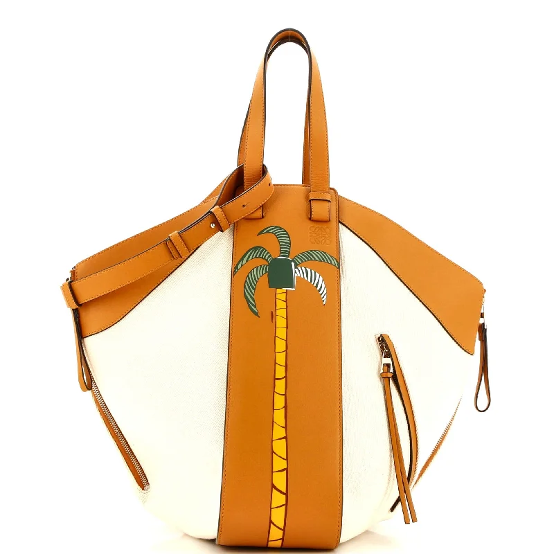 Shoulder Bag with Chain Strap in Silver for a Trendy AppearanceKen Price Hammock Bag Printed Leather and Canvas Medium
