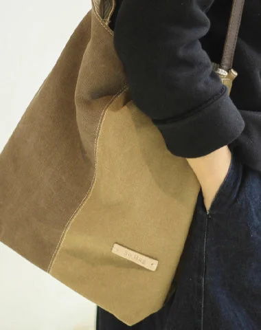 Metallic Tote Bag in Rose Gold with Chain Handles for a Glamorous Night OutKhaki Canvas Splicing Tote Bag Canvas Womens Handbag Canvas Tote Shoulder Bag for Men Women