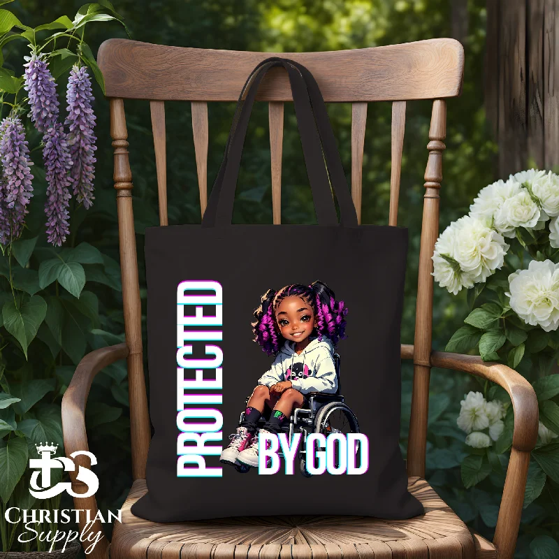 Waterproof Tote Bag in Yellow for Outdoor Activities in Wet WeatherKids Christian Girl in Wheelchair 2 Tote Bag