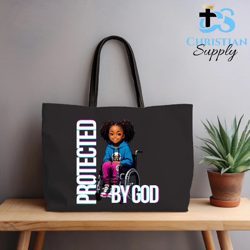 Tote Bag with RFID - Blocking Pocket in Black for Protecting Your Cards and InformationKids Christian Girl in Wheelchair 5 Tote Bag