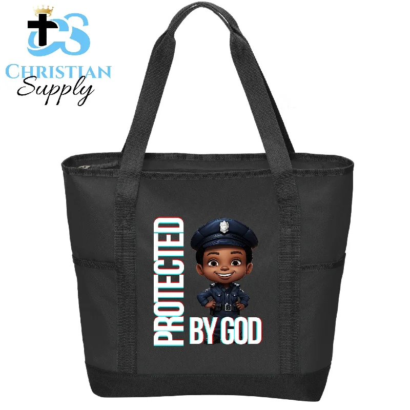 Oversized Jute Tote Bag in Natural Color with Rope Handles for a Beach VacationKids Christian Police Tote Bag