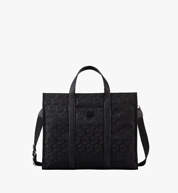 Women's Tote Bag with Magnetic Closure in Orange for Easy Access on the GoKlassik Tote in Cubic Jacquard Nylon