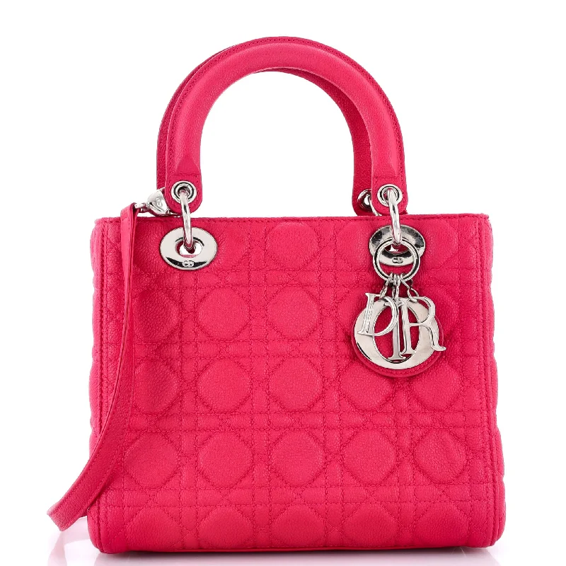 Suede Shoulder Bag in Pink with Tassel Accents for Casual OutingsLady Dior Bag Cannage Quilt Grained Calfskin Medium