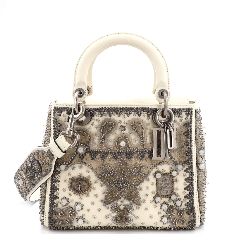 Shoulder Bag with Chain Strap in Silver for a Trendy AppearanceLady Dior Bead Embellished Leather Medium