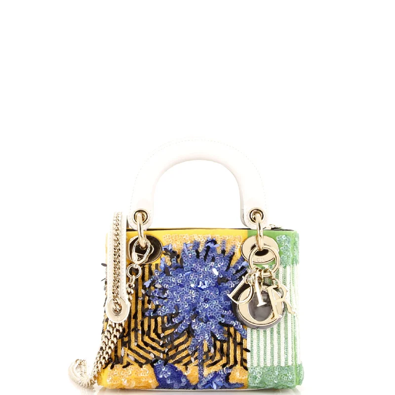 Embroidered Denim Shoulder Bag in Blue for a Vintage VibeLady Dior Chain Bag Flower Pop Embellished Sequin Mini Embroidered Denim Shoulder Bag in Blue for a Vintage VibeLady Dior Chain Bag Flower Pop Embellished Sequin Mini