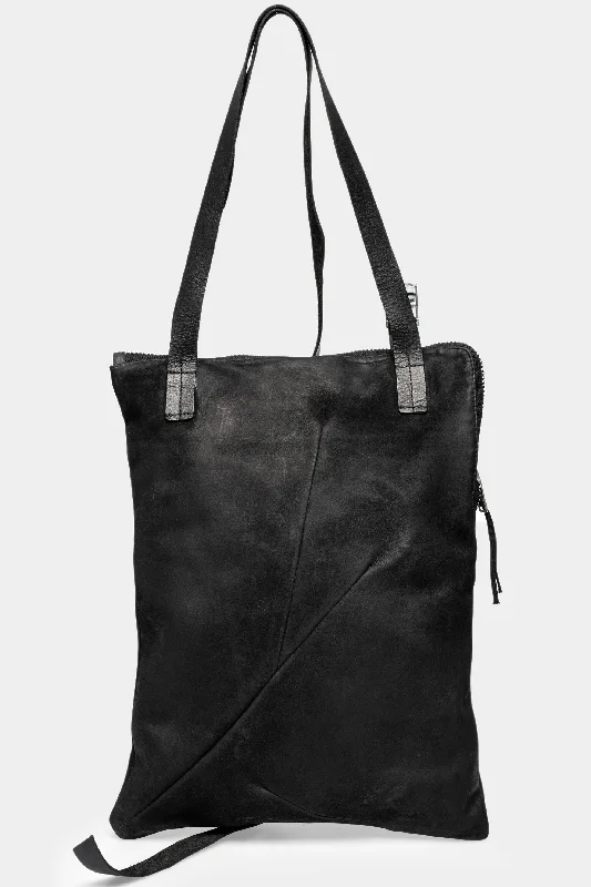 Large Capacity Genuine Leather Women's Tote Bag in Black for Work and CommutingLeather tote bag | WERK 34N