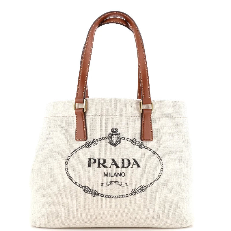 Medium - Sized Canvas Tote Bag in Navy Blue with Striped Pattern for a Nautical - Inspired LookLogo Open Tote Canvas with Leather Large