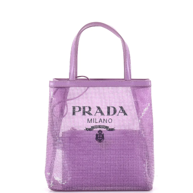 Women's Tote Bag with Inner Compartments in Gray for Organizing Everyday EssentialsLogo Open Tote Sequined Mesh Small Women's Tote Bag with Inner Compartments in Gray for Organizing Everyday EssentialsLogo Open Tote Sequined Mesh Small