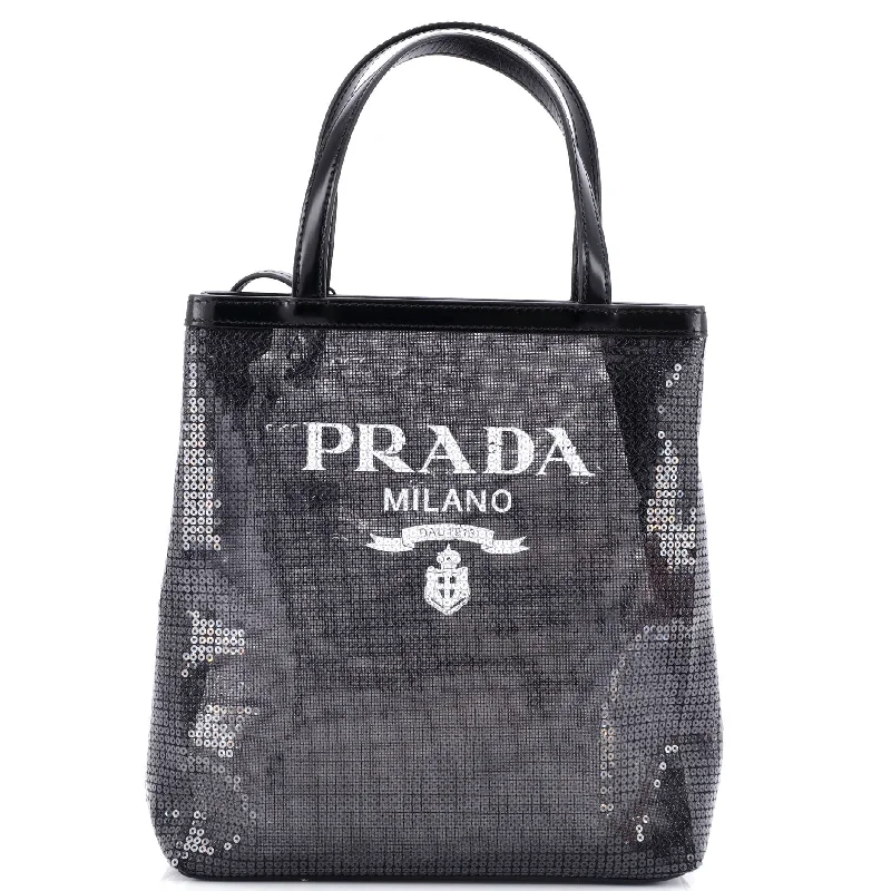 Women's Tote Bag with Inner Compartments in Gray for Organizing Everyday EssentialsLogo Open Tote Sequined Mesh Small Women's Tote Bag with Inner Compartments in Gray for Organizing Everyday EssentialsLogo Open Tote Sequined Mesh Small