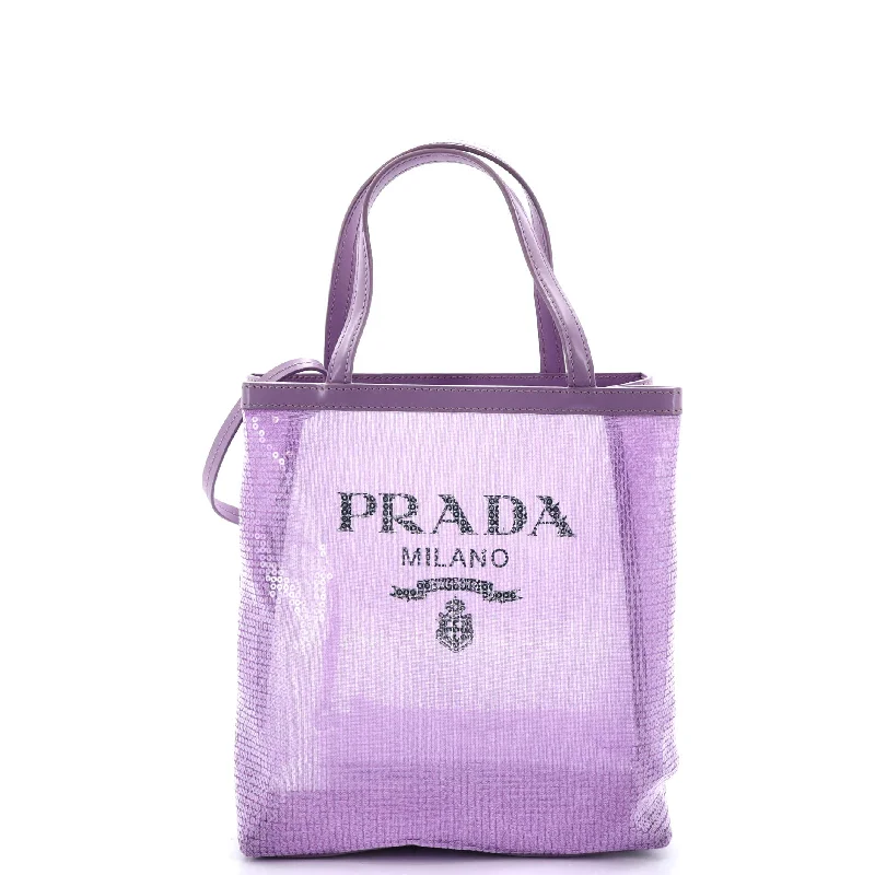 Waterproof Tote Bag in Yellow for Outdoor Activities in Wet WeatherLogo Open Tote Sequined Mesh Small Waterproof Tote Bag in Yellow for Outdoor Activities in Wet WeatherLogo Open Tote Sequined Mesh Small