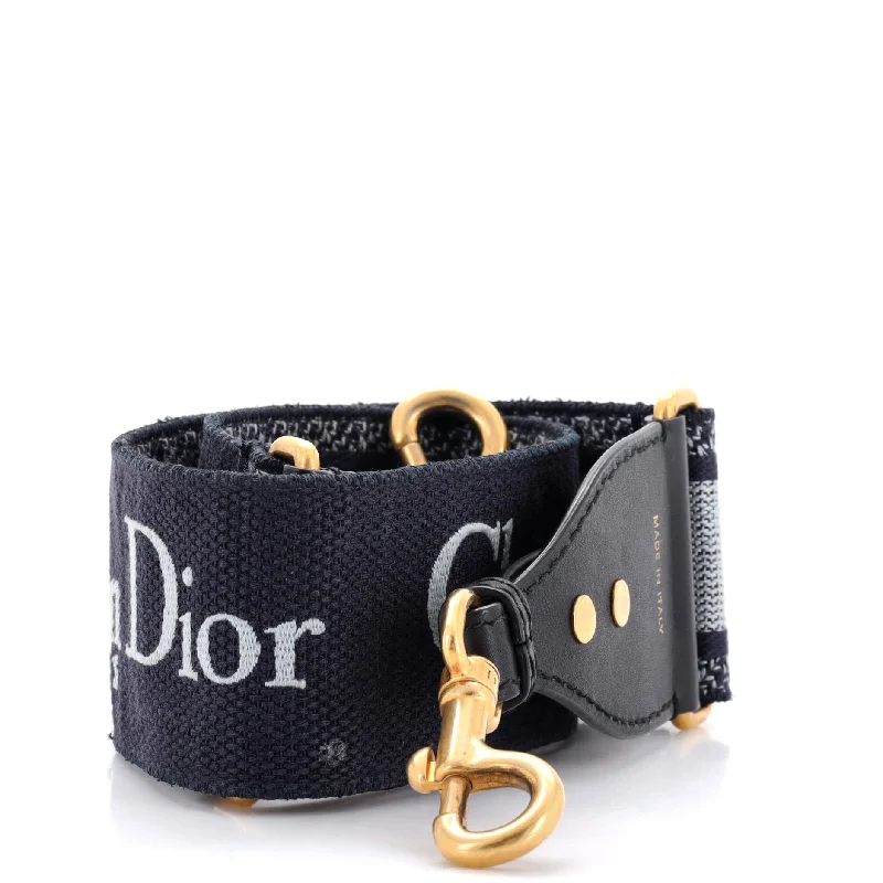 Leather Shoulder Bag with Magnetic Closure in Black for Quick AccessLogo Shoulder Strap Embroidered Canvas
