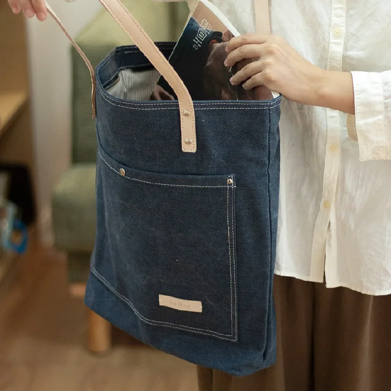 Tote Bag with Adjustable Shoulder Strap in Olive Green for Comfortable CarryingMens Denim Blue Vertical Tote Bag Minimalist Denim Shoulder Tote Messenger Bag for Women