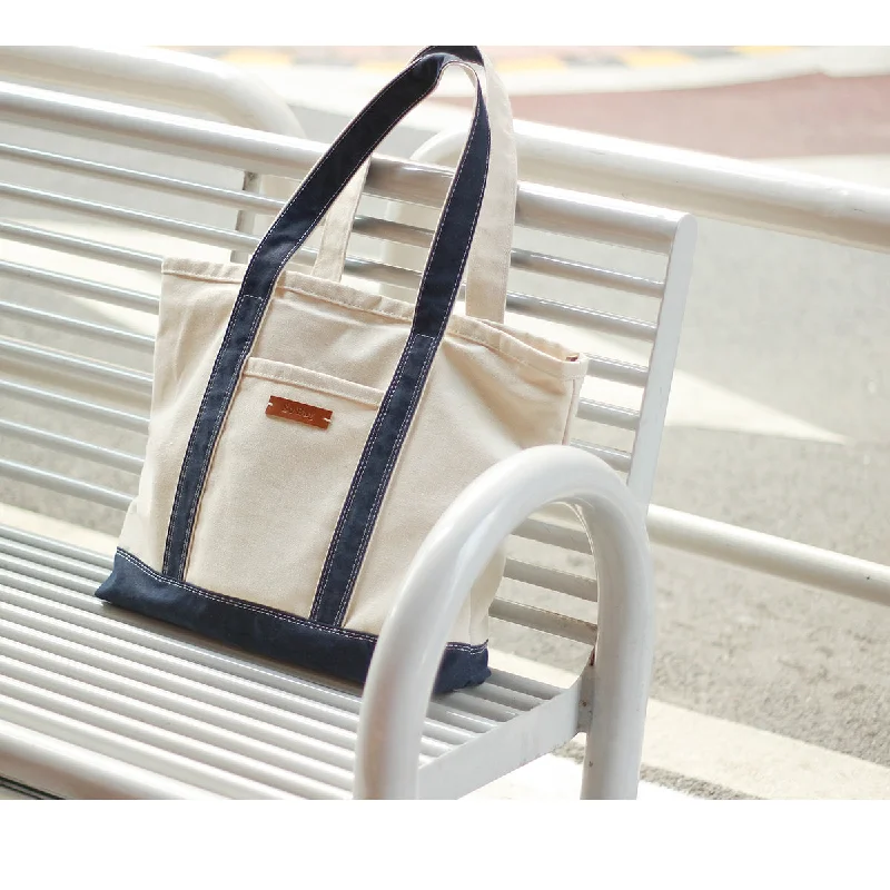 Women's Tote Bag with Inner Compartments in Gray for Organizing Everyday EssentialsMens White&Blue Canvas Stachel Tote Bag Canvas Tote Shoulder Bags Handbag for Women
