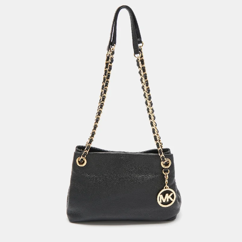 Women's Large Leather Shoulder Bag in Brown with Multiple Compartments for WorkMichael Kors Black Pebbled Leather Chain Shoulder Bag