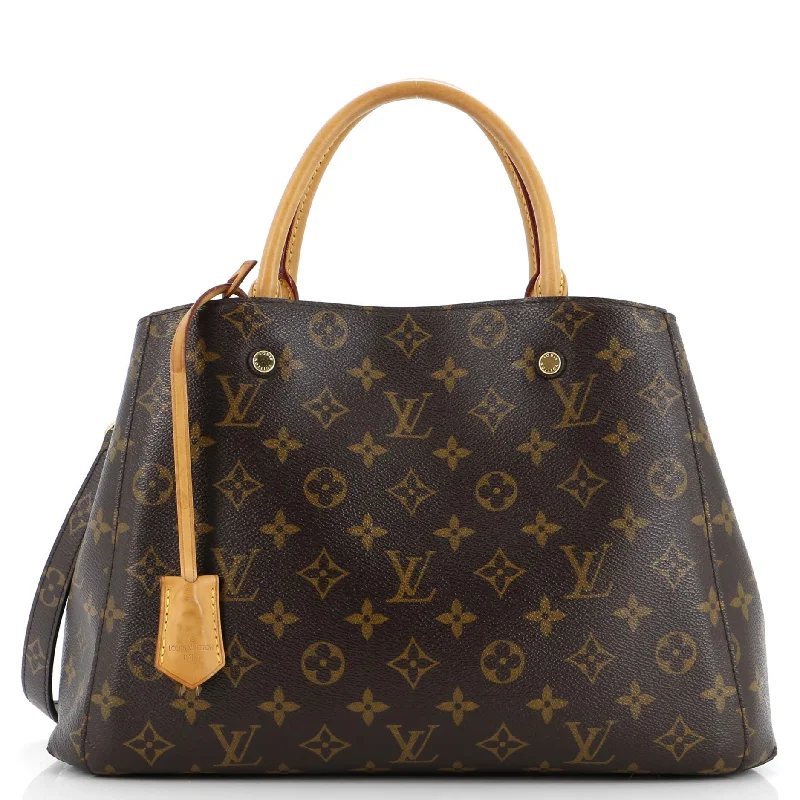 Leather Shoulder Bag with Magnetic Closure in Black for Quick AccessMontaigne Handbag Monogram Canvas MM Leather Shoulder Bag with Magnetic Closure in Black for Quick AccessMontaigne Handbag Monogram Canvas MM