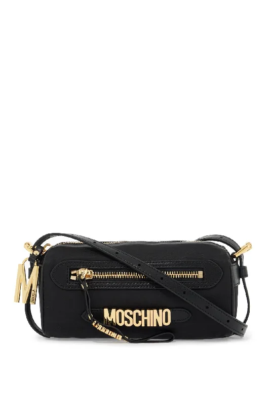 Women's Shoulder Bag with Floral Embroidery in Purple for Spring WalksMoschino Shoulder Bag With Metal Logo Detail