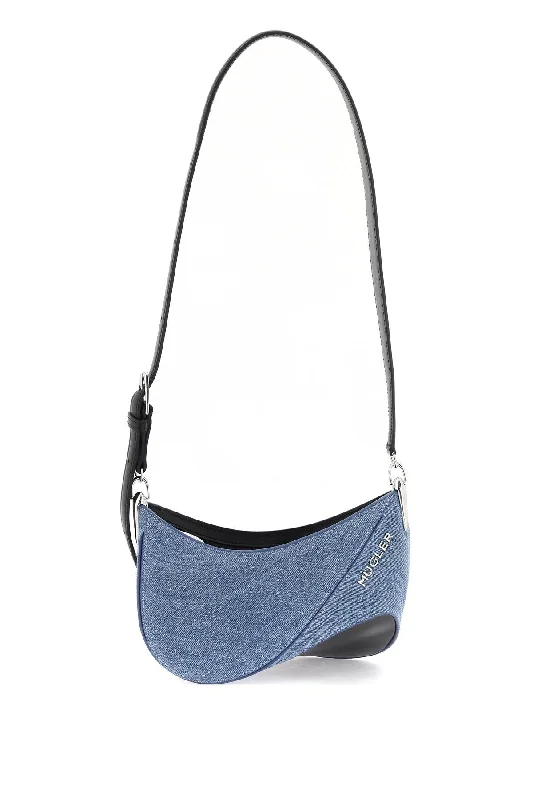 Women's Waterproof Nylon Shoulder Bag in Green for HikingMugler Small Denim Spiral Curve 01 Shoulder Bag