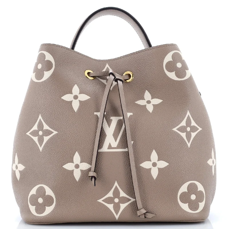 Suede Shoulder Bag in Pink with Tassel Accents for Casual OutingsNeoNoe Handbag Bicolor Monogram Empreinte Giant MM
