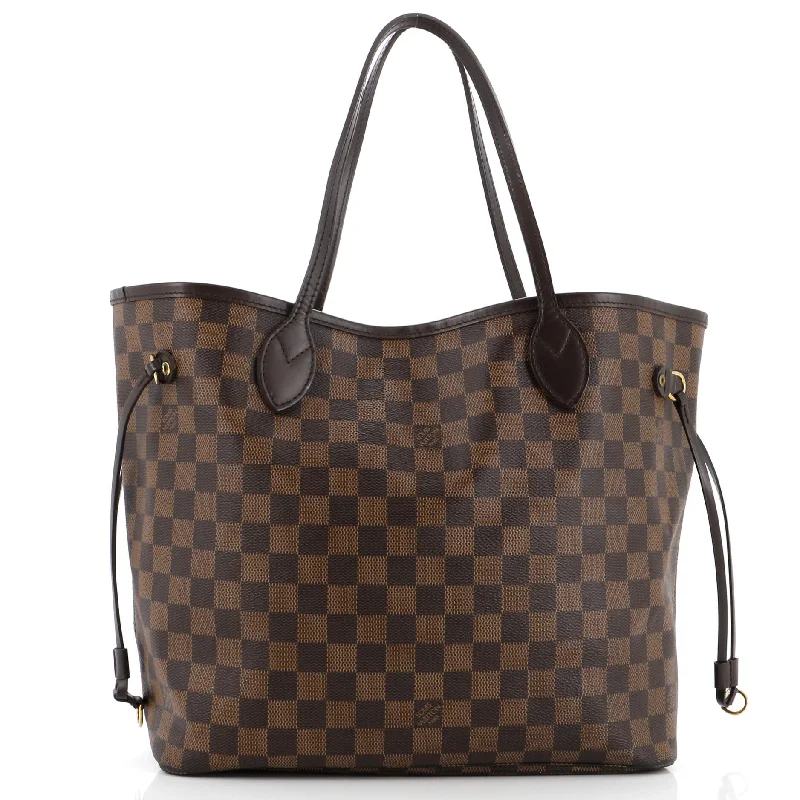 Women's Tote Bag with Detachable Pouch in Purple for Added ConvenienceNeverfull NM Tote Damier MM Women's Tote Bag with Detachable Pouch in Purple for Added ConvenienceNeverfull NM Tote Damier MM