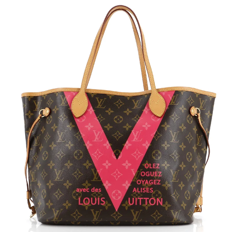 Large Capacity Genuine Leather Women's Tote Bag in Black for Work and CommutingNeverfull NM Tote Limited Edition Cities V Monogram Canvas MM