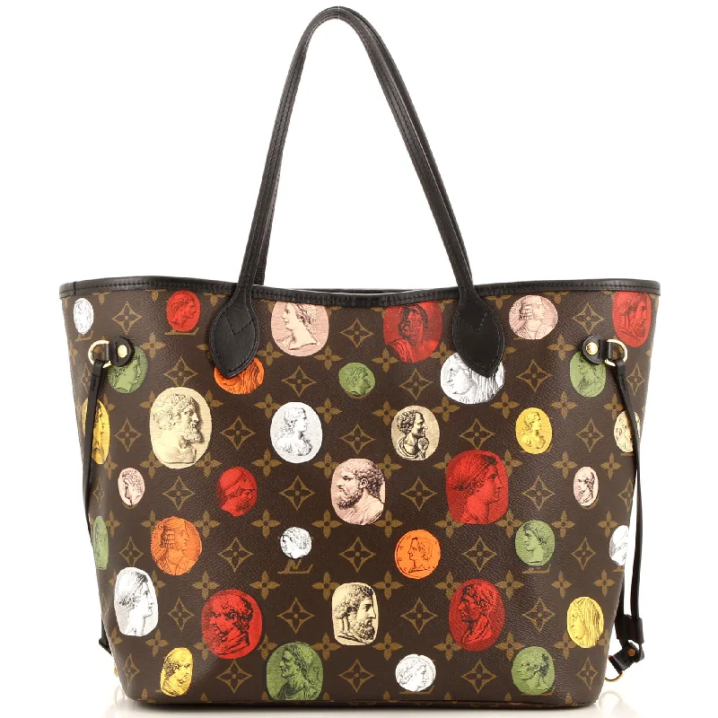 Oversized Jute Tote Bag in Natural Color with Rope Handles for a Beach VacationNeverfull NM Tote Limited Edition Fornasetti Cameo Monogram Canvas MM