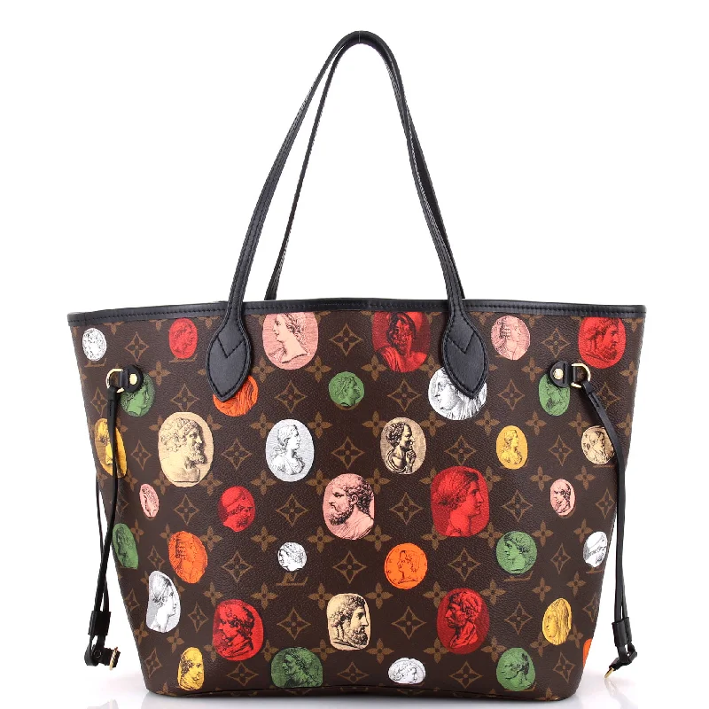 Faux Fur - Trimmed Tote Bag in White for a Cozy Winter LookNeverfull NM Tote Limited Edition Fornasetti Cameo Monogram Canvas MM
