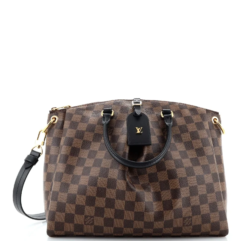 Faux Fur - Trimmed Tote Bag in White for a Cozy Winter LookOdeon Tote Damier MM