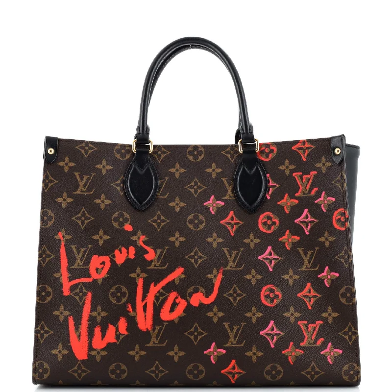 Large Capacity Genuine Leather Women's Tote Bag in Black for Work and CommutingOnTheGo Tote Limited Edition Fall in Love Monogram Canvas MM