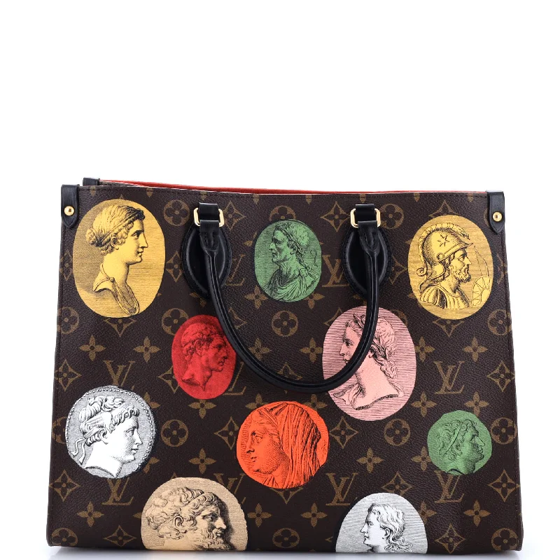 Women's Tote Bag with Zipper Closure in Red for Secure StorageOnTheGo Tote Limited Edition Fornasetti Cameo Monogram Canvas MM