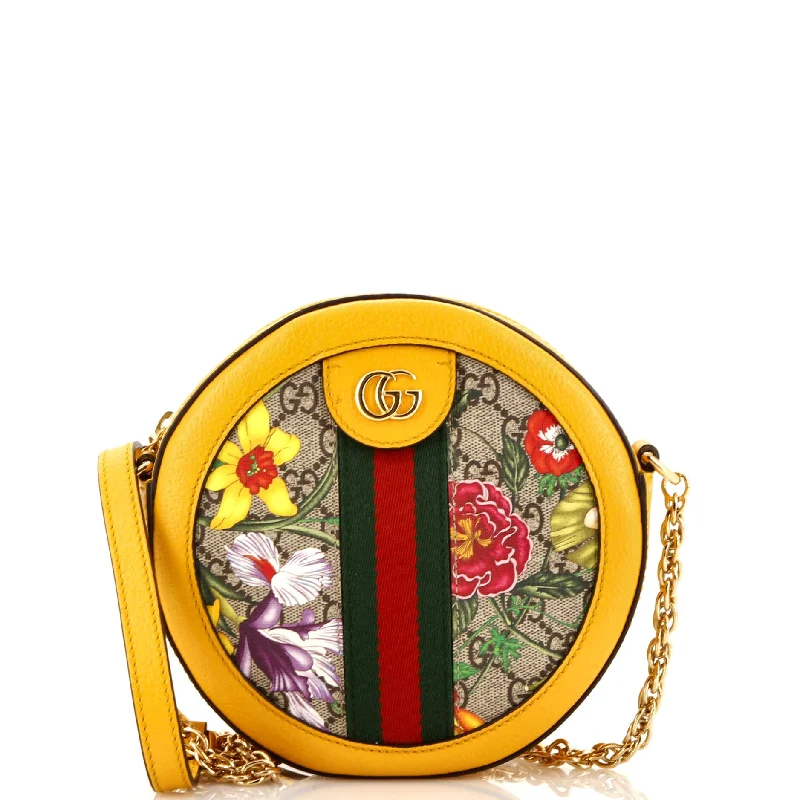 Pvc Shoulder Bag in Clear with Glitter for a Fun and Modern LookOphidia Round Shoulder Bag Flora GG Coated Canvas Mini