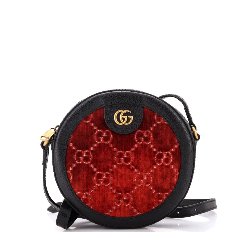 Pvc Shoulder Bag in Clear with Glitter for a Fun and Modern LookOphidia Round Shoulder Bag GG Velvet Mini