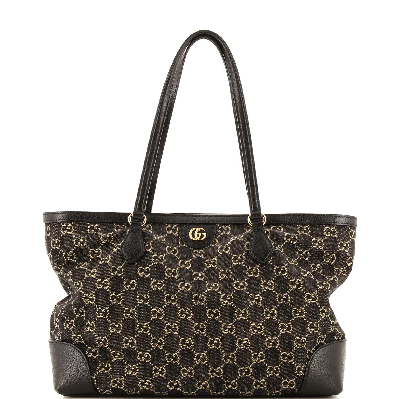 Women's Printed Tote Bag in Floral Patterns for a Spring - Themed Shopping TripOphidia Shopping Tote GG Denim Medium Women's Printed Tote Bag in Floral Patterns for a Spring - Themed Shopping TripOphidia Shopping Tote GG Denim Medium