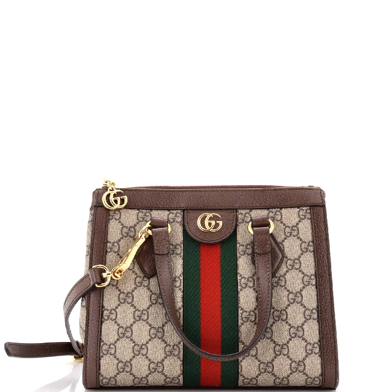 Monogrammed Tote Bag in Brown Leather with Personalized Initials for a Custom and Elegant TouchTote Bag with Adjustable Shoulder Strap in Olive Green for Comfortable CarryingOphidia Top Handle Tote GG Coated Canvas Small