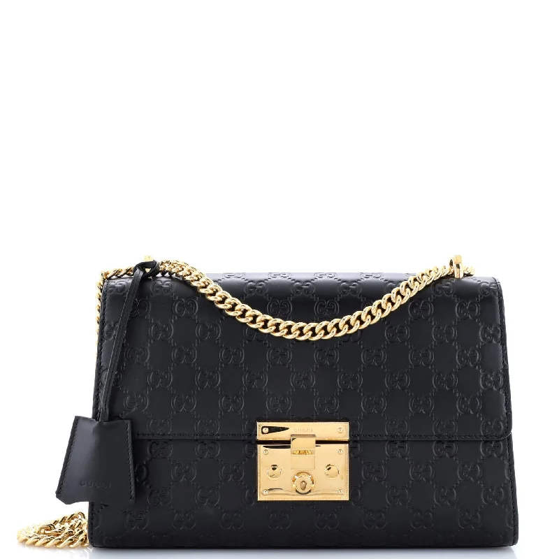 Embroidered Denim Shoulder Bag in Blue for a Vintage VibePadlock Shoulder Bag Guccissima Leather Medium
