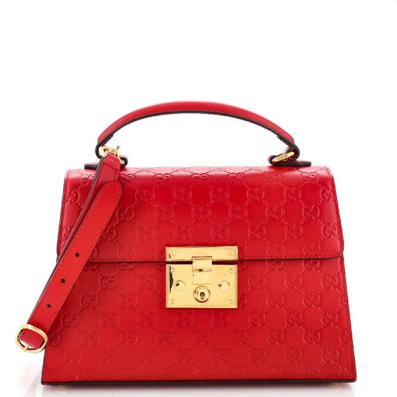 Padlock Top Handle Bag Guccissima Leather Small