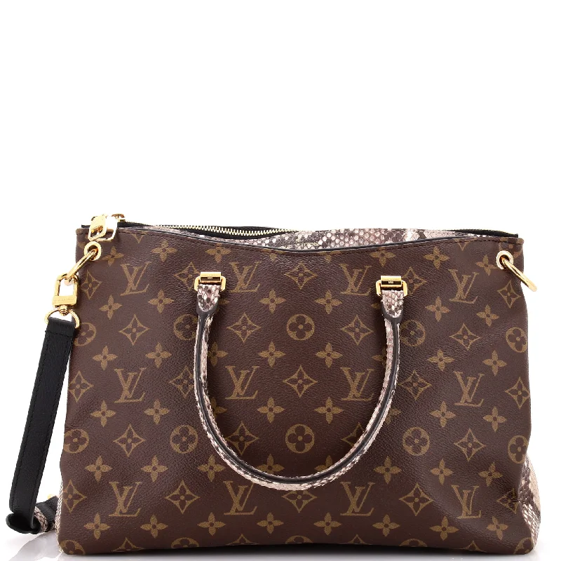Quilted Tote Bag in Cream with Silver Hardware for a Classic and Sophisticated StylePallas Tote Monogram Canvas with Python