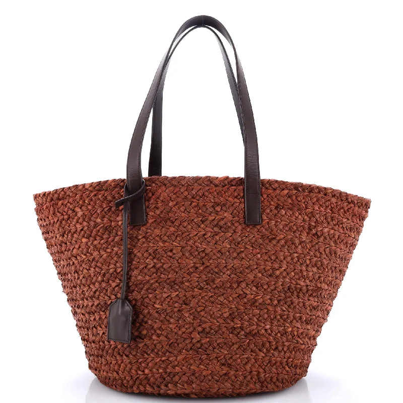 Women's Tote Bag with Detachable Pouch in Purple for Added ConveniencePanier Monogram Basket Shopper Raffia Small