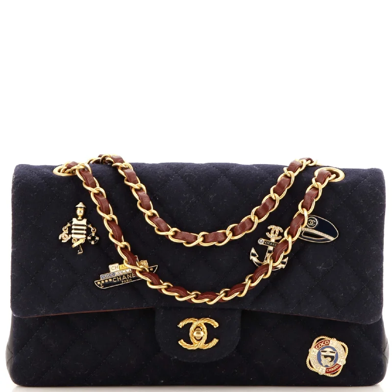 Quilted Shoulder Bag in Cream for a Classic and Elegant LookParis-Hamburg Charms Classic Double Flap Bag Quilted Wool and Lambskin Medium