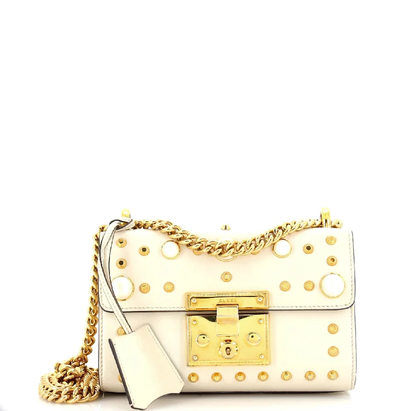 Pearly Padlock Shoulder Bag Studded Leather Small