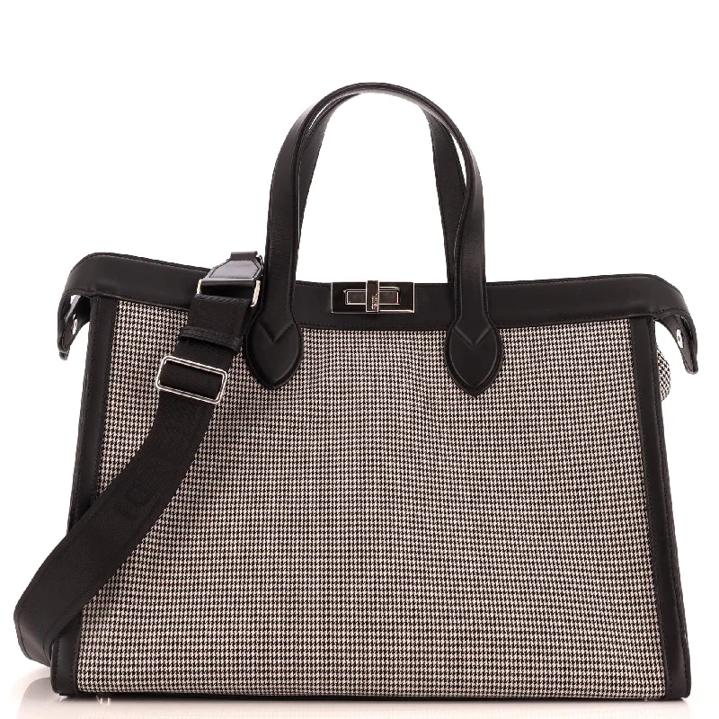 Embroidered Denim Shoulder Bag in Blue for a Vintage VibePeekaboo ISeeU Forty8 Handbag Houndstooth Wool