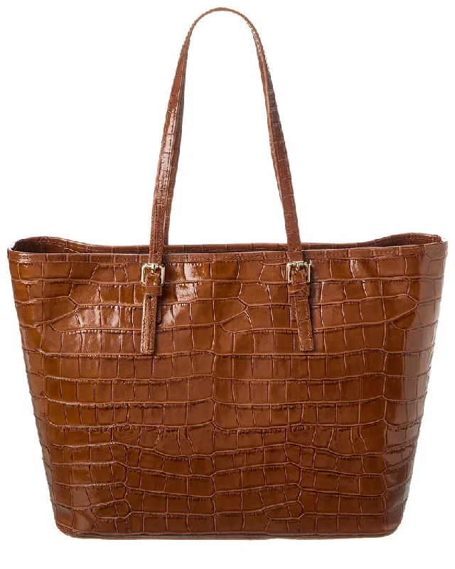 Women's Tote Bag with Inner Compartments in Gray for Organizing Everyday EssentialsFaux Fur - Trimmed Tote Bag in White for a Cozy Winter LookPersaman New York Croc-Embossed Leather Tote